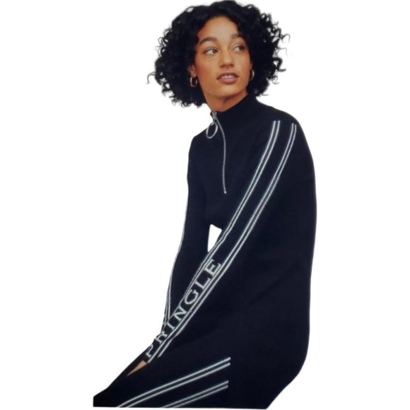 Pringle of Scotland by H&M XS Black Long Sleeve Front Slit Midi Sweater Dre… - Picture 2 of 7